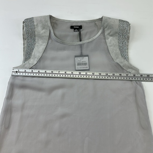 Rudsak Medina NWT soft grey sheer faux suede chain detail Sleeveless top Medium - Picture 12 of 12